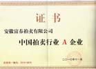 中国拍卖企业A级资质证书1